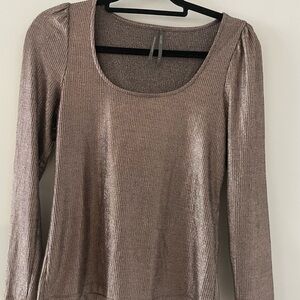 Anthropologie Metallic Silver Blouse